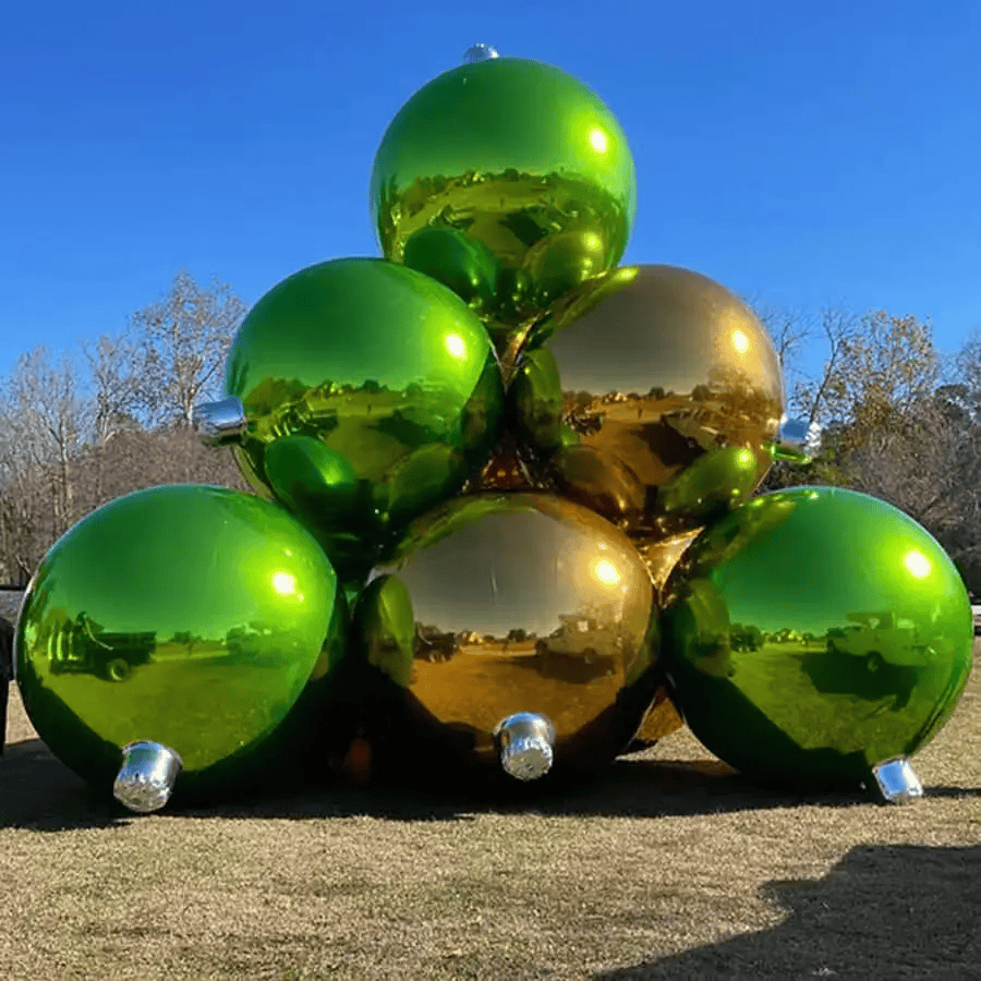 Christmas Mirror Ball Outdoor Display Setup